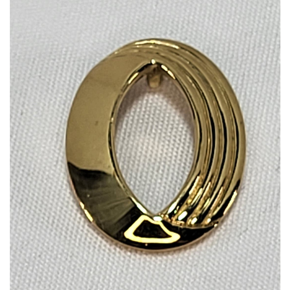 Trifari Oval O Gold Plated Textured Statement Pendant Signed Vintage 1970s Charm